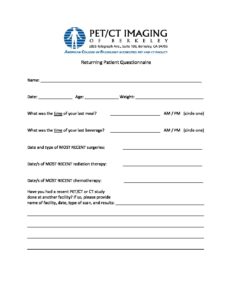Returning Patient Questionnaire - PET/CT Imaging of Berkeley